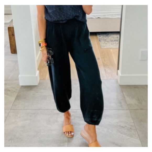 Anthropologie Free People Freya Sweater Pull On Pants Large Black Free Flow - Picture 1 of 16